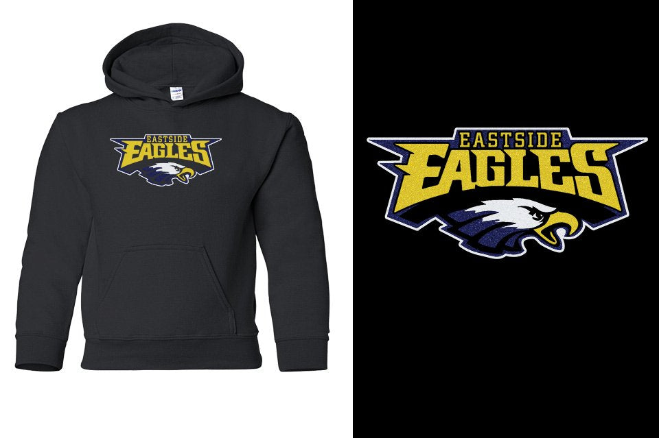Eastside Eagles logo glitter Youth Pullover Hoodie