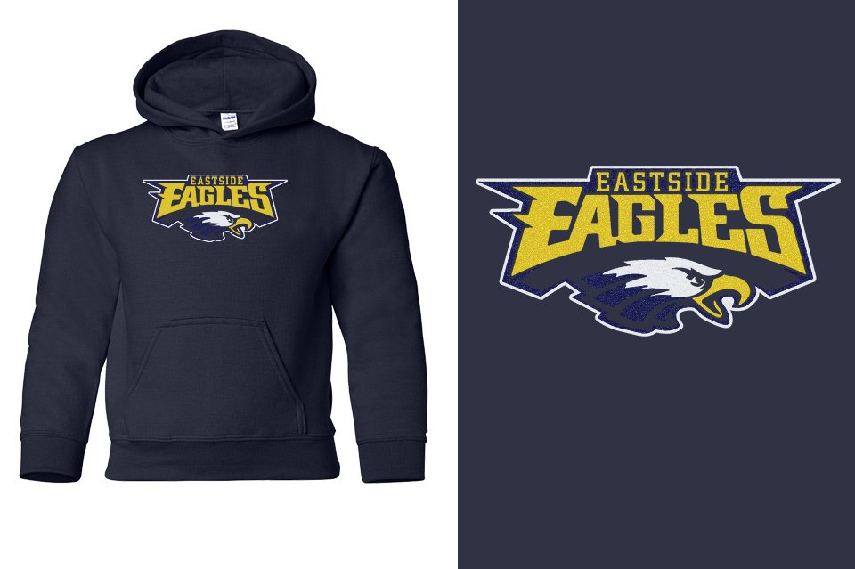Eastside Eagles logo glitter Youth Pullover Hoodie