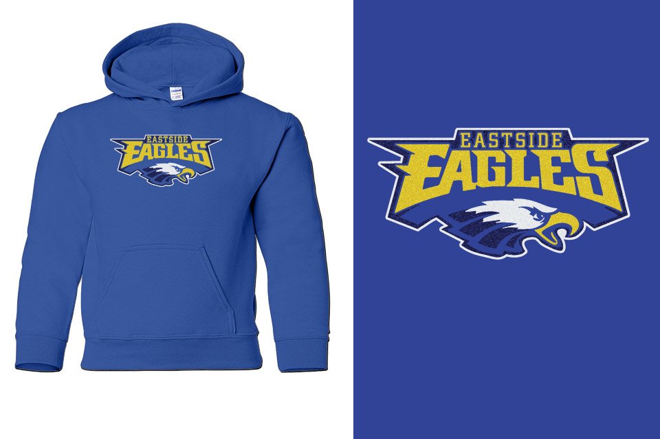 Eastside Eagles logo glitter Youth Pullover Hoodie