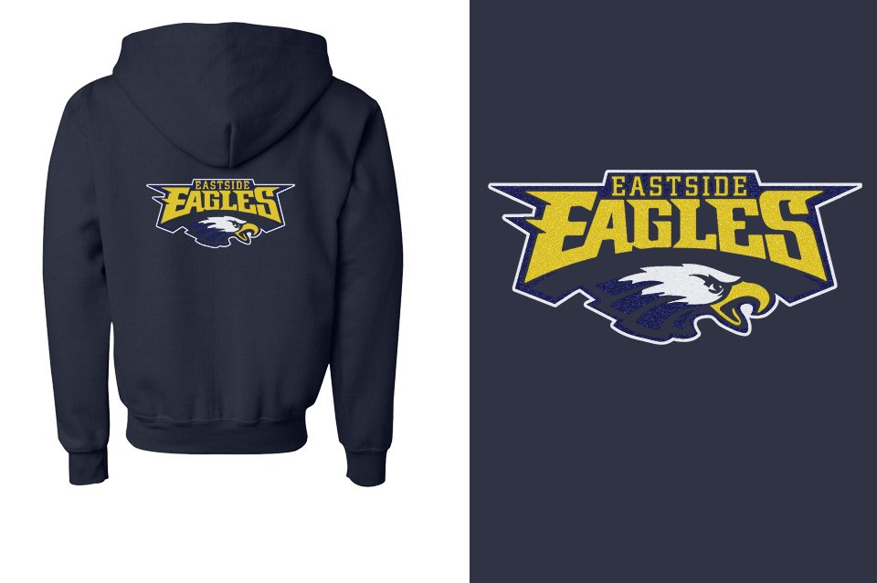 Eastside Eagles logo glitter Youth Unisex Zip Hoodie