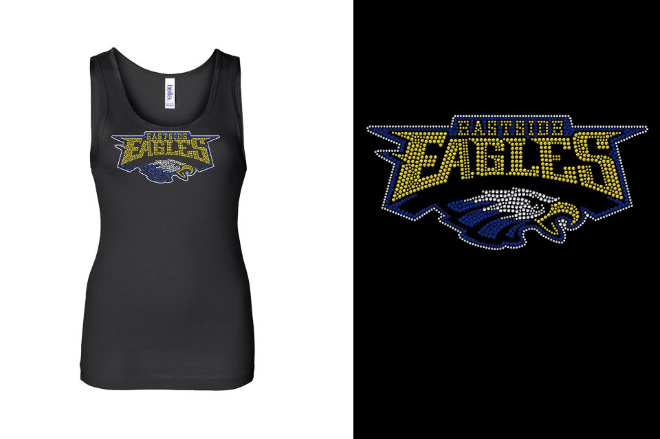 Rhinestones Eastside Eagles logo stones 3-color Youth Tank