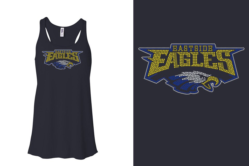 Rhinestones Eastside Eagles logo stones 3-color Youth Flowy Racerback Tank