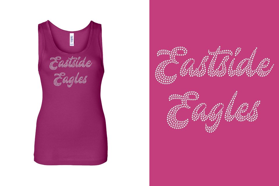 Rhinestones Eastside Eagles 2-lines 1-color stones Youth Tank