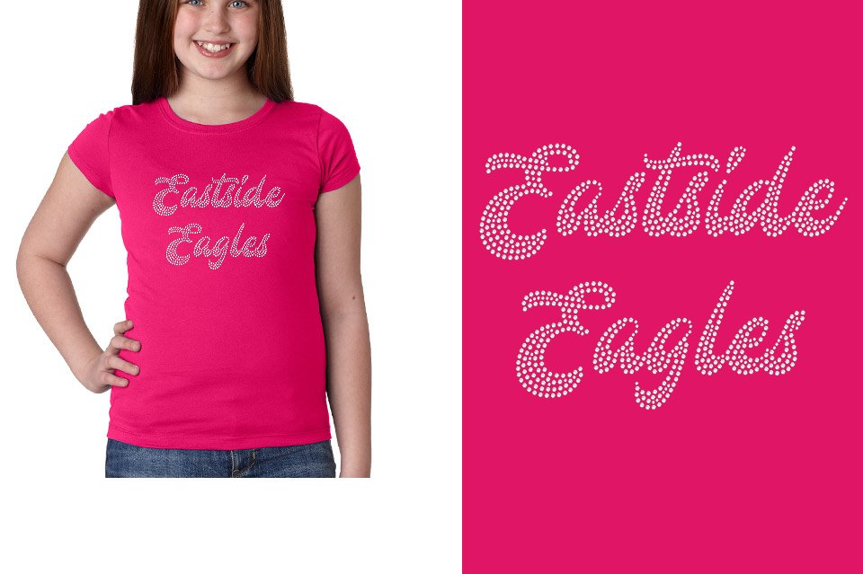 Rhinestones Eastside Eagles 2-lines 1-color stones Girls' Princess T-Shirt