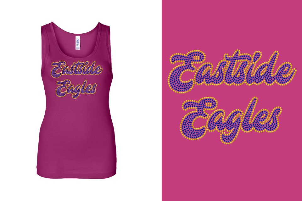 Rhinestones Eastside Eagles 2 lines 2 colors stones Youth Tank