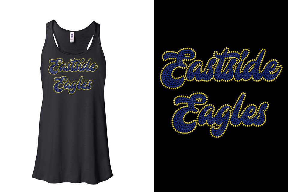 Rhinestones Eastside Eagles 2 lines 2 colors stones Youth Flowy Racerback Tank