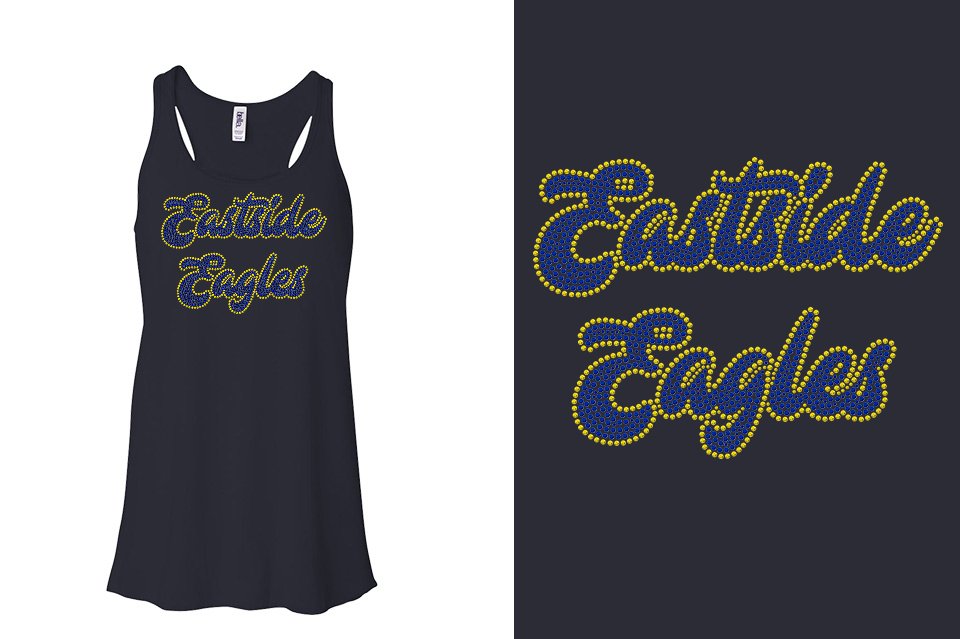 Rhinestones Eastside Eagles 2 lines 2 colors stones Youth Flowy Racerback Tank