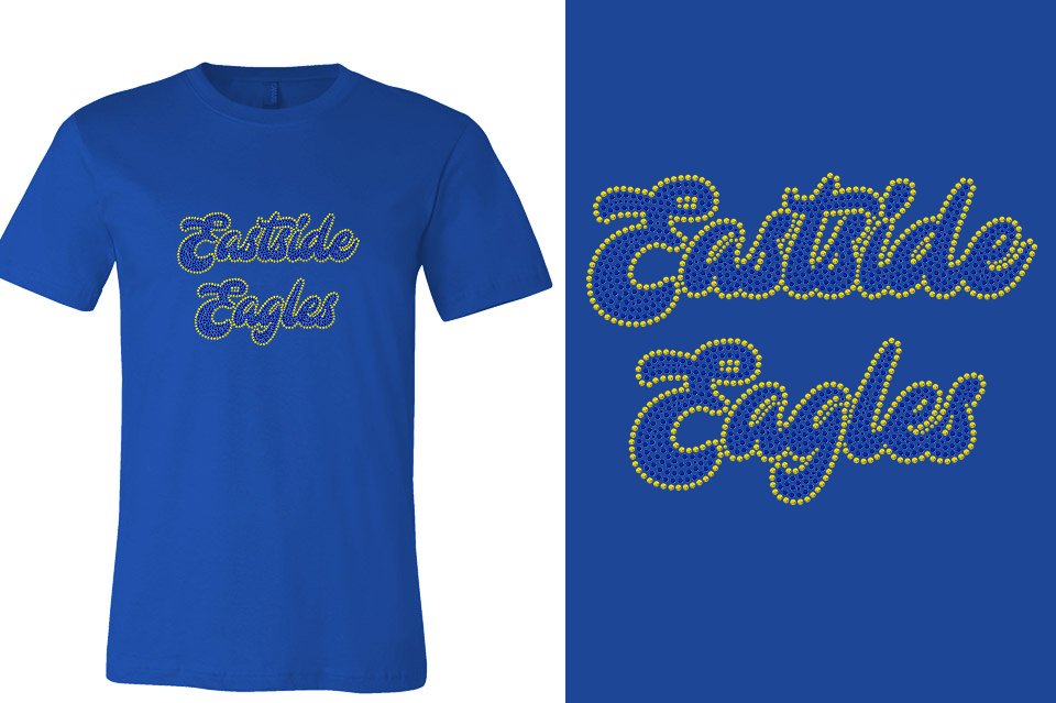 Rhinestones Eastside Eagles 2 lines 2 colors stones Unisex t-shirt