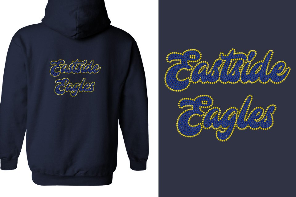 Rhinestones Eastside Eagles 2 lines 2 colors stones Unisex Zip Hoodie