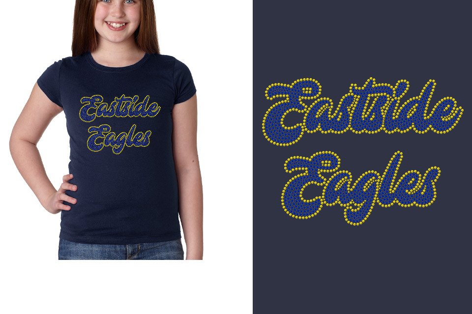 Rhinestones Eastside Eagles 2 lines 2 colors stones Girls' Princess T-Shirt
