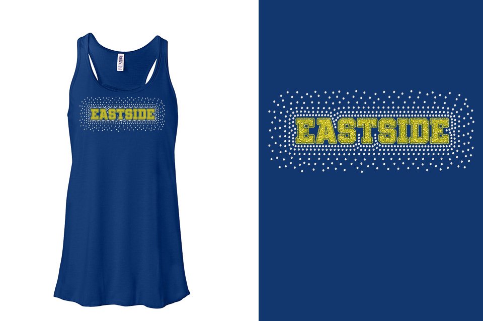 Rhinestones Eastside Yellow Glitter Plus Stone Burst Youth Flowy Racerback Tank (Copy)