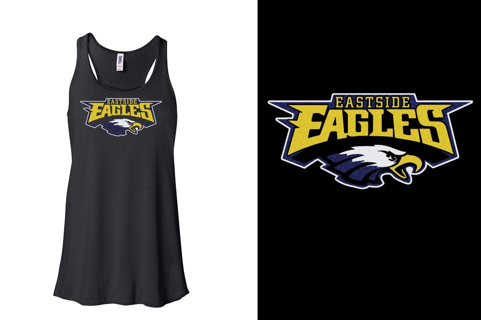 Eastside Eagles logo glitter Youth Flowy Racerback Tank