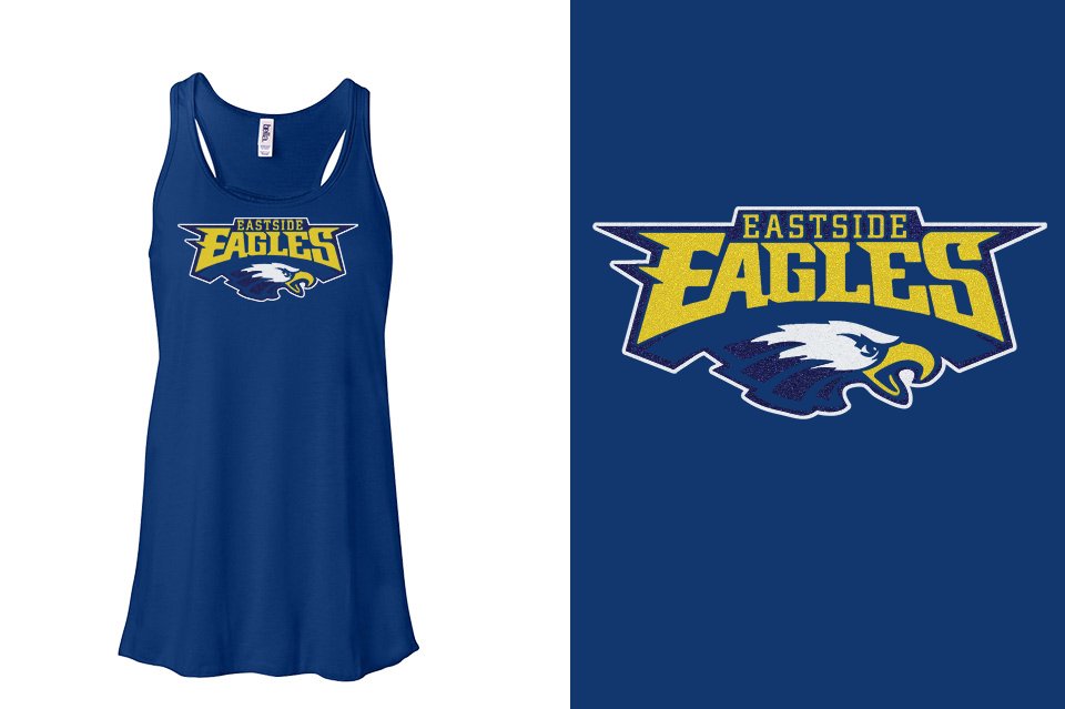 Eastside Eagles logo glitter Youth Flowy Racerback Tank