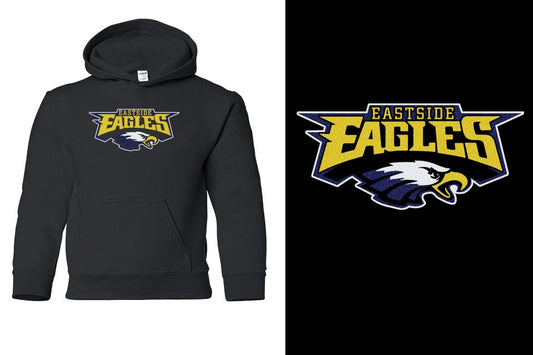 Eastside Eagles logo glitter Youth Pullover Hoodie