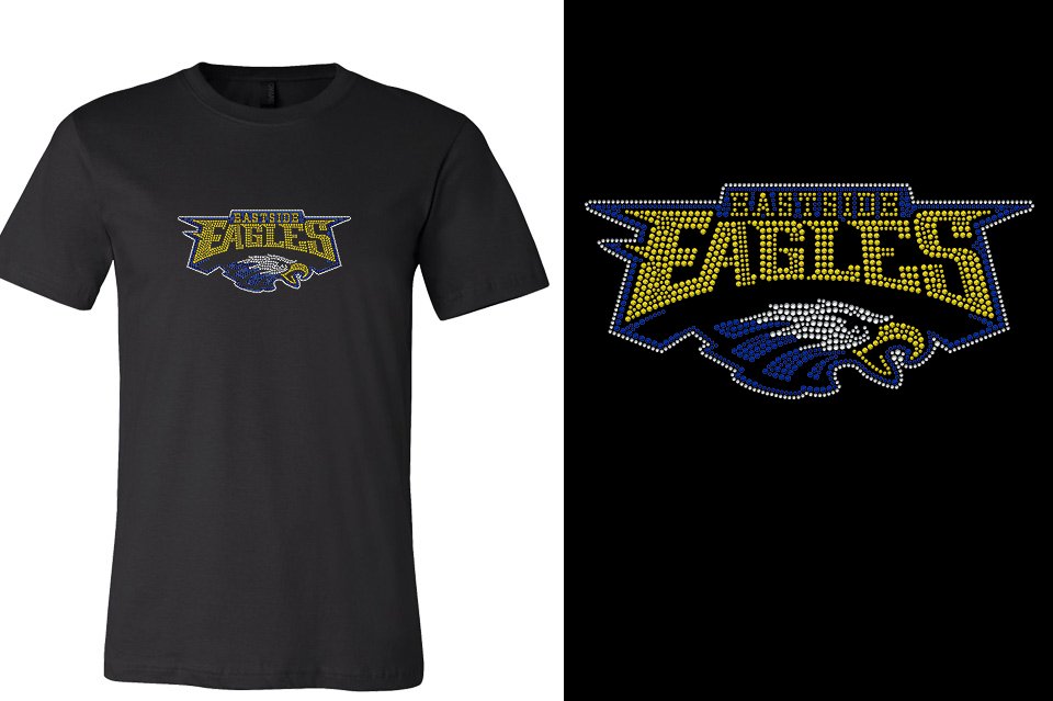Rhinestones Eastside Eagles logo stones 3-color Unisex t-shirt