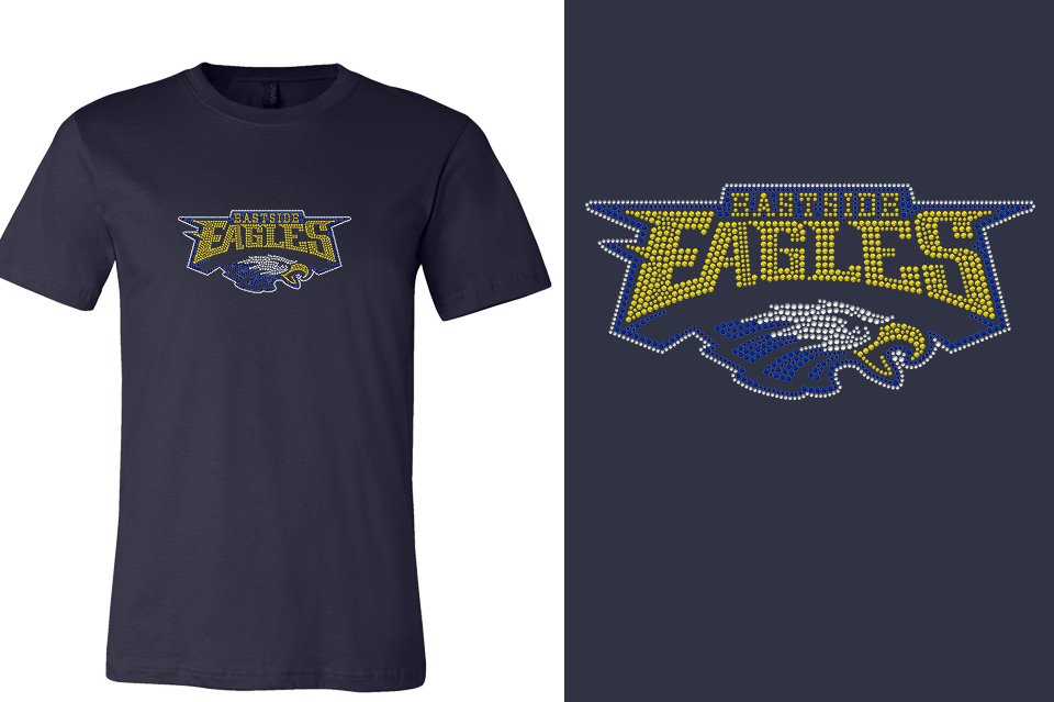 Rhinestones Eastside Eagles logo stones 3-color Unisex t-shirt