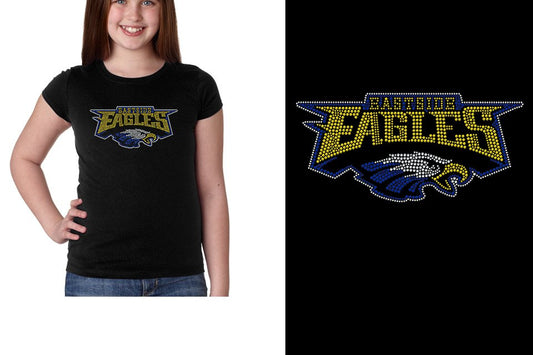Rhinestones Eastside Eagles logo stones 3-color Girls' Princess T-Shirt