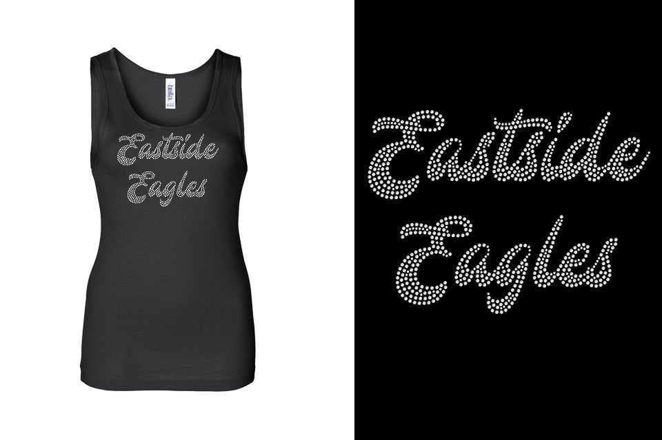 Rhinestones Eastside Eagles 2-lines 1-color stones Youth Tank