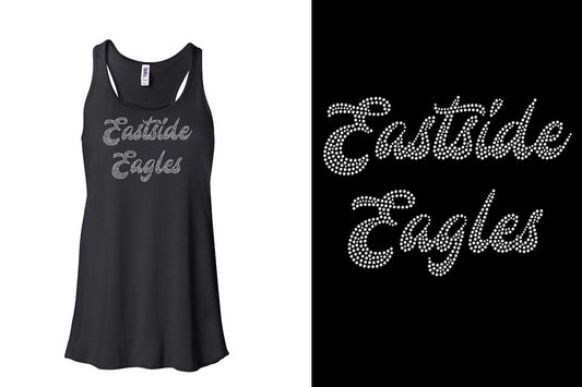 Rhinestones Eastside Eagles 2-lines 1-color stones Youth Flowy Racerback Tank