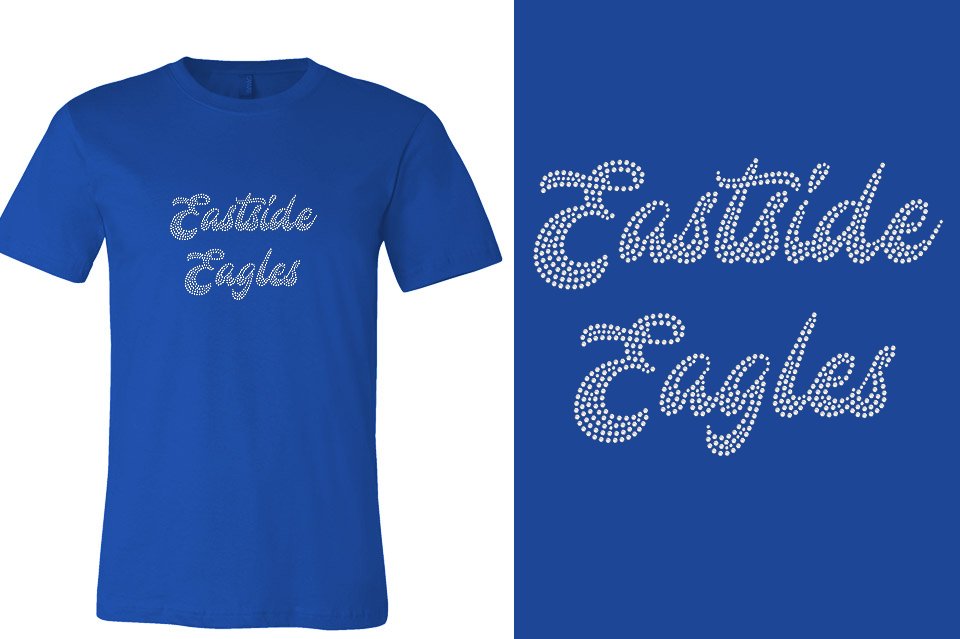 Rhinestones Eastside Eagles 2-lines 1-color stones Unisex t-shirt