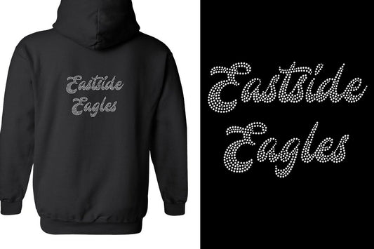 Rhinestones Eastside Eagles 2-lines 1-color stones Unisex Zip Hoodie