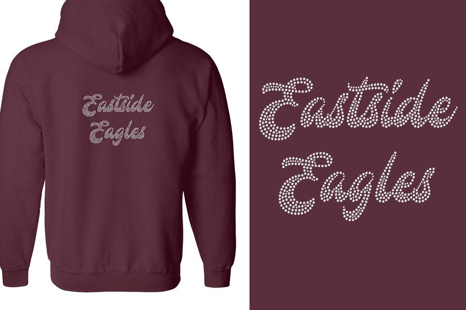 Rhinestones Eastside Eagles 2-lines 1-color stones Unisex Zip Hoodie