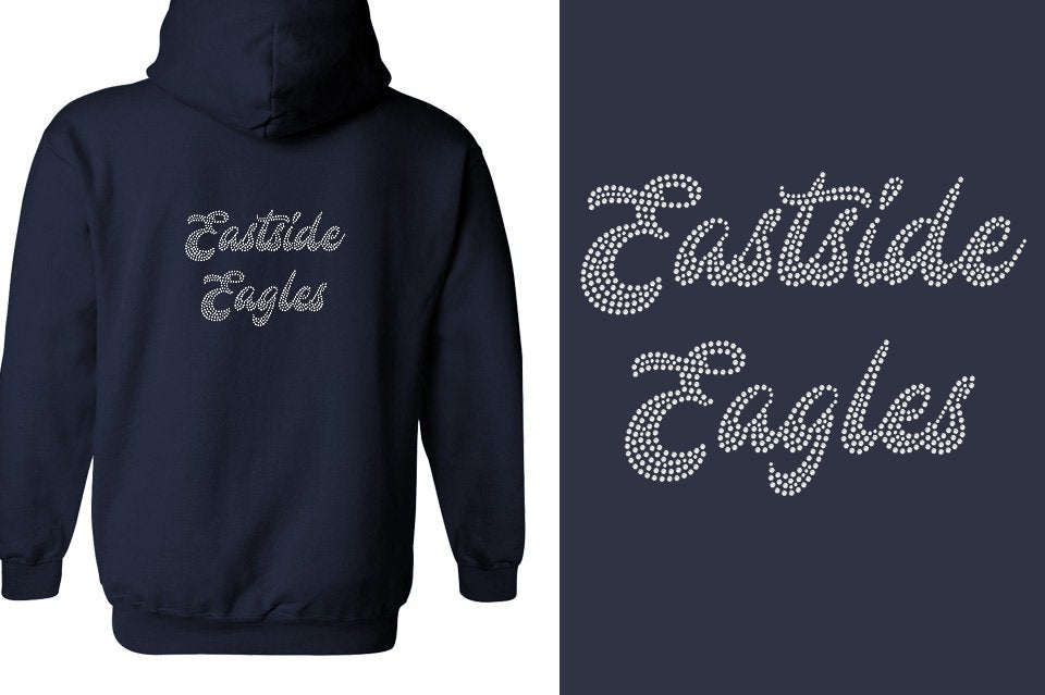 Rhinestones Eastside Eagles 2-lines 1-color stones Unisex Zip Hoodie