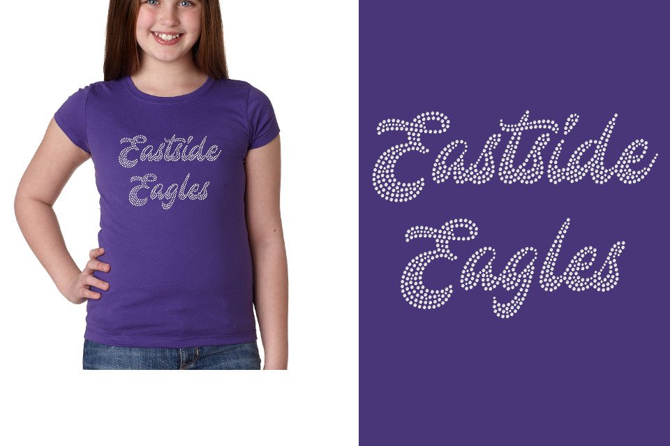 Rhinestones Eastside Eagles 2-lines 1-color stones Girls' Princess T-Shirt