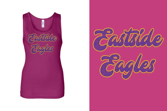 Rhinestones Eastside Eagles 2 lines 2 colors stones Youth Tank