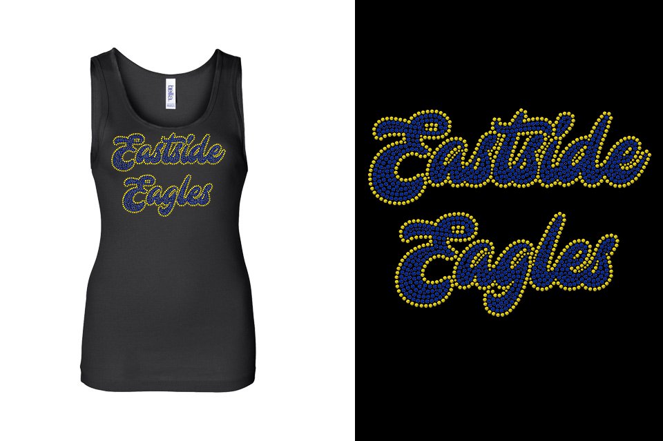 Rhinestones Eastside Eagles 2 lines 2 colors stones Youth Tank