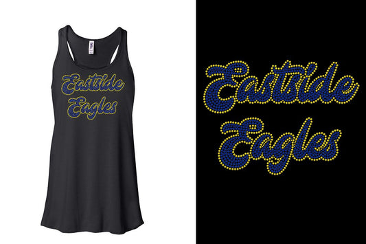 Rhinestones Eastside Eagles 2 lines 2 colors stones Youth Flowy Racerback Tank