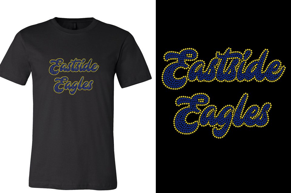Rhinestones Eastside Eagles 2 lines 2 colors stones Unisex t-shirt