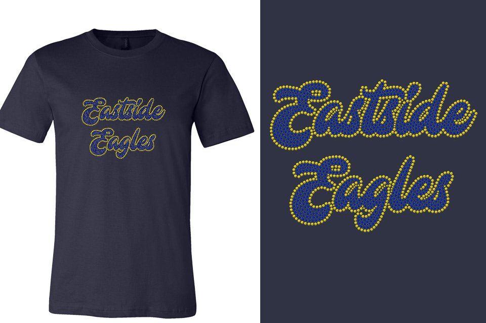 Rhinestones Eastside Eagles 2 lines 2 colors stones Unisex t-shirt