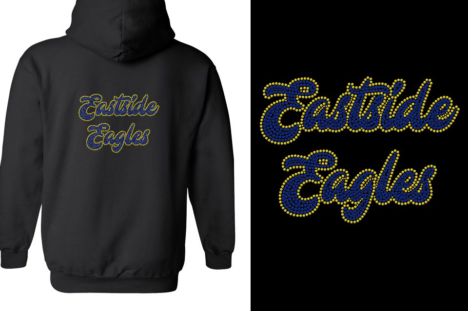 Rhinestones Eastside Eagles 2 lines 2 colors stones Unisex Zip Hoodie