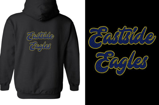 Rhinestones Eastside Eagles 2 lines 2 colors stones Unisex Zip Hoodie