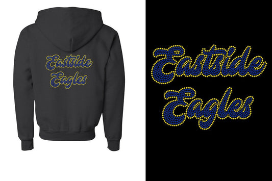 Rhinestones Eastside Eagles 2 lines 2 colors stones Youth Unisex Zip Hoodie