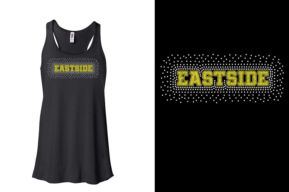 Rhinestones Eastside Yellow Glitter Plus Stone Burst Youth Flowy Racerback Tank (Copy)